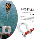 Heavy Duty Galvanized Steel Lifting Shackles Two Pack with quick release pin, used for towing and off-road recovery.