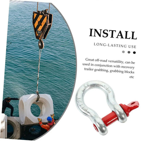 Heavy Duty Galvanized Steel Lifting Shackles Two Pack with quick release pin, used for towing and off-road recovery.