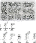 Beefed-Up Steel Grease Fittings Kit, 115-Piece Zerk Nipple Assortment with straight, 90-degree, and 45-degree angles, M6 M8 M10