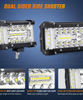 Side Shooter LED Light Bar Set 12 Inch Triple Row Spot Flood Combo Lights Two Pack with angled view and LED chips
