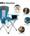 Heavy Duty Camping Folding Chair For Adults With Cup Holder And Cooler Pouch Plus Side Pocket Sturdy X Frame And Easy Setup