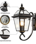 Copper Outdoor Wall Light Fixture 13.7 Inch Exterior Porch Light In Oil Rubbed Bronze Finish With Beveled Glass Wall Mount
