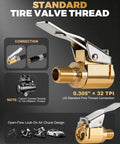 3 Pack Brass Tire Air Chuck With 8mm Threaded Male Lever Lock Inflator Hose Adapter Clip On Connector for Air Compressor