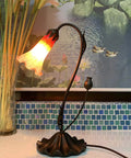 Lily Flower Blown Glass Table Lamp, Orange, 1 Light, Accent Lighting for Living Room and Bedroom, warm glow on counter