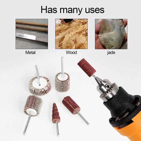 40 Pcs 80 Grit Abrasive Flap Wheel Sander With 3mm Shank Cone Shape for rotary tools, used on metal, wood, jade surfaces