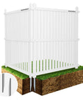 Outdoor Privacy Fence Panels For AC Units And Trash Cans, Two White Vinyl Panels, 48 By 48 Inches shown on grass