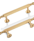Two Pack Solid Brass Cabinet Handles In Gold Finish, 6.22 Inch Length, 0.47 Inch Tube Diameter, 4.75 Inch Center-To-Center, ideal for homes