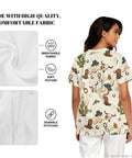 Women Western Cowboy Print Scrubs Set With Deep Multi Pocket Elastic Waist Healthcare Uniforms For Nurses And Dental Assistants Designed For Go Getter Days And Ride Or Die Comfort, showcasing soft fabric and design details.