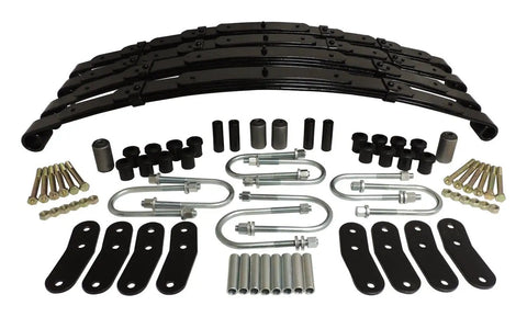 Jeep Leaf Spring Kit With 1 To 1.5 Inch Lift Front And Rear Heavy Duty Springs Pivot Bushings U Bolts And A Set Of Four RT Off Road Shackles Black Off Road Ready