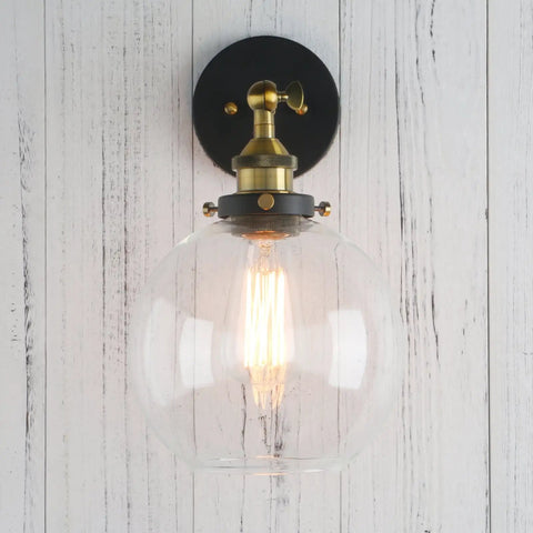 Industrial Vintage Slope Pole Wall Mount Sconce With 7.9 Inch Globe Milk White Glass Shade Antique Style Wall Light Fixture