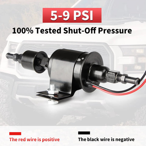 Universal Micro Inline Electric Fuel Pump 12V Low Pressure Five Sixteenths Inch Fittings Quiet Operation For Gasoline And Diesel Vehicles Wide Application E8012S Cross Reference Compatible with wiring instructions shown.