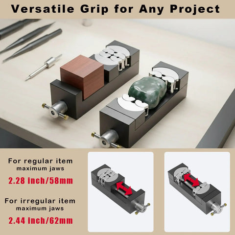 Beefy Heavy Duty Multi Material Workbench Vise With Universal Clamping for wood, plastic, metal, irregular objects, 2.44 in jaw