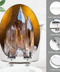 Elongated Toilet Seat Smoky Crystal Resin for Bathroom, featuring crystal design, grip-tight bumpers, and stainless steel hinges.