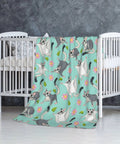 Super Cute Sugar Glider Throw Blanket For Kids And Girls, Hella Soft Weightless Plush Blend, hanging over a crib, playful design.