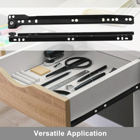 Heavy Duty 12 Inch Metal Drawer Slides Full Extension Ball Bearing Cabinet Rails For Dressers And Kitchen Drawers in a drawer with office supplies.