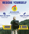Person with backpack in nature, promoting Lifesaver Emergency 3600 Calorie Food Bar Rations Kit For 72 Hour Pack With Five Year Shelf Life