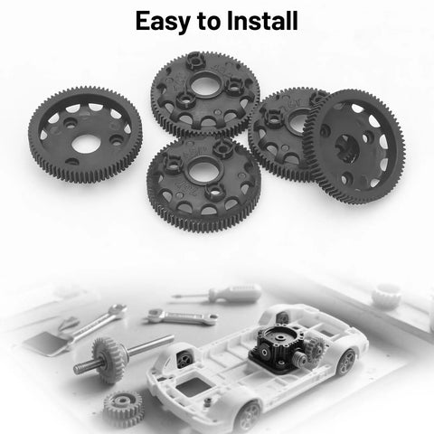 5-pack 48P 76T spur gear transmission gear set for One Tenth Slash two wheel drive RC cars, nylon construction, easy install