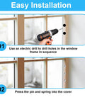 Easy installation steps for Tough As Nails 8 Pack Window Screen Plunger Latches in Solid Aluminum with an electric drill.