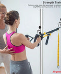 Heavy Duty Adjustable Resistance Band Wall Anchor With Dual Steel Rails And Smooth Glide Carriages For Instant Home Gym Rig Setup Quick Install Mounting Kit No Bands Included in use with strength training.