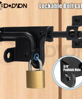 Beast Mode Heavy Duty Slide Bolt Gate Latch Black Powder Coated Steel Barn Door Hardware With Padlock Hole for secure outdoor use.