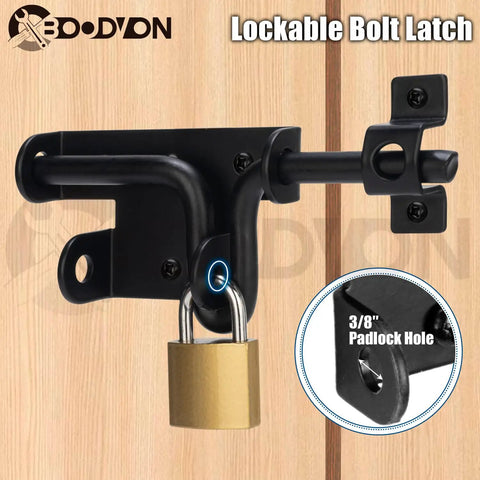 Beast Mode Heavy Duty Slide Bolt Gate Latch Black Powder Coated Steel Barn Door Hardware With Padlock Hole for secure outdoor use.