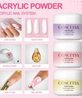 All-In-One Acrylic Nail Kit For Beginners With Drill And UV Light Includes Glitter Powders Rhinestones Gems And Essential Nail Art Tools For DIY Pro Grade Spa Quality Nails At Home, featuring acrylic powders in clear, pink, and white.