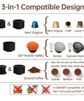 3-in-1 compatible design for Straight Up Smooth Portable 12V Car And Home Espresso Maker with various pod options.