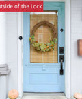 Front door with wreath and Double Door Lock Set With Deadbolt Entry Door Lockset Single Cylinder Circle Handle Lower Half Grip