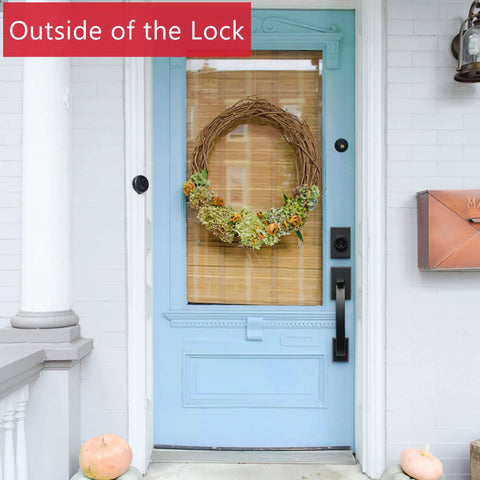 Front door with wreath and Double Door Lock Set With Deadbolt Entry Door Lockset Single Cylinder Circle Handle Lower Half Grip
