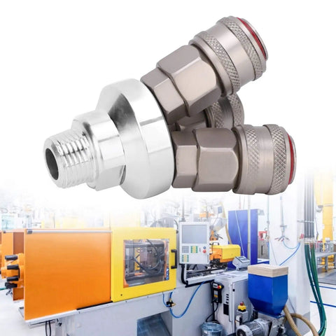 3 Way Connector Chrome Plated Pneumatic Component With Self-Locking One-Hand Quick Coupler for air tools, G1/2in thread