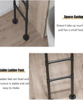 Heavy Duty Iron Bow Bed Ladder With Wide Round Tube Treads Black Wrought Iron Built Tough for Loft and Basement Access.