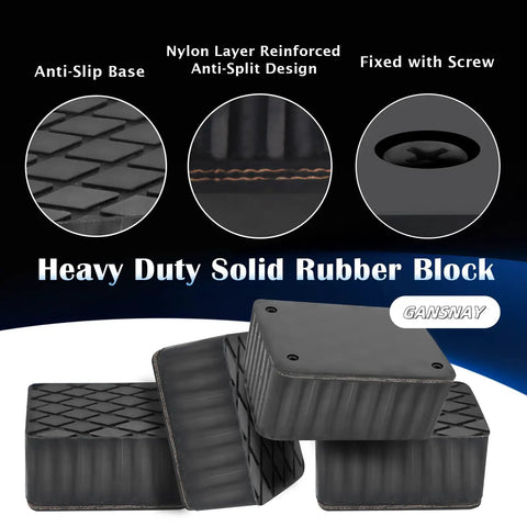 Shop Grade Nylon Reinforced Rubber Lift Blocks provide rock solid support with anti-slip design for secure vehicle elevation.