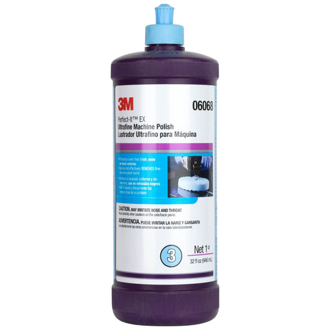 3M Perfect-It EX Ultrafine Machine Polish in 32 oz bottle from Showroom Ready Car Polishing Kit With Pro Grade Rubbing Compound And Machine Polish For Ultrafine Buffing Includes Kangaroobands Microfiber Cloth Bundle For Scratch Free Shine For A Showroom Grade Finish On All Paint Types And Easy At Home Detailing