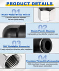 Details of Two Pack 1/2 Inch Tube To 1/8 Inch NPT Nickel Plated Brass 90 Degree Pneumatic Female Elbow Push To Connect Fittings