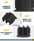 Trumgeta all-black rubber rear bumper crossmember end caps, pair for 4th-gen Toyota Tacoma.