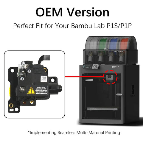 Stainless Steel P1 Extruder Unit Upgrade With Dual Gears For P1P And P1S 3D Printers, OEM version for Bambu Lab P1S/P1P