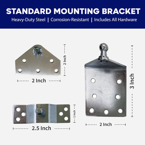 Heavy Duty Adjustable Shock Mount Kit With 10mm Ball Studs And Nyloc Nuts, Zinc Coated Steel Mounting Brackets For RVs, Marine, Truck Toppers, Cabinets, Gas Struts And Automotive Use, 2 inch