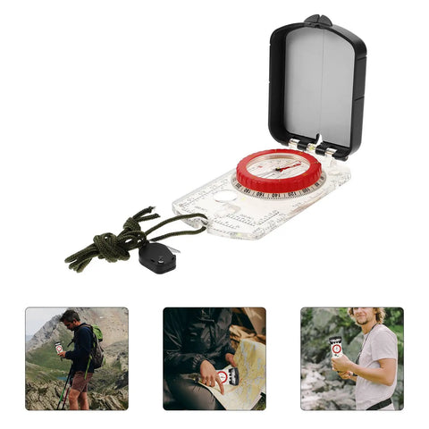 Orienteering Compass With Ruler And Mirror Luminous Navigation Tool for Camping and Hiking, lightweight ABS, on white background.