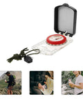 Go To Hiking Compass With Scale And Night Glow Portable Orienteering Tool With Mirror, ABS material