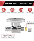 5 Pack One Quarter Turn Straight Stop Valves Three Eighth Inch Outer Diameter Compression to One Half Inch PEX Chrome Plated Brass