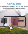 Outdoor Security Camera 1080p Cloud Cam Waterproof IP Night Vision with motion detection activity zone feature shown on smartphone.
