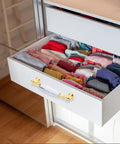 Two Pack Colorful Glass Cabinet Door Handles With Crystal Center Long Metal Drawer Pulls on white dresser