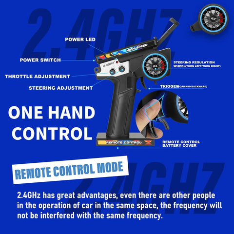 Remote control for 1/14 Scale 4WD RC Car For Adults With Upgraded Metal Chassis And Zinc Alloy Gears Reaches Up To 43 MPH On Off Road Trails
