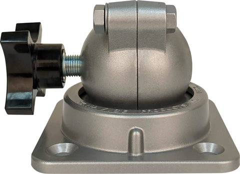 Beefy Heavy Duty Base For 437 Fixturing Head With 1 Inch Shaft Depth, single knob, square 4.125 inch base visible