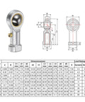 Female Rod End Bearing Quarter Inch Bore With Quarter Twenty Eight Right Hand Thread Self Lubricating Joint Includes Jam Nut Thirteen Degree Misalignment Durable 45 Steel Body For Machinery Robots And DIY Projects in 3D view with dimensions