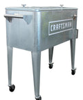 Craftsman Licensed 80-Quart Galvanized Cooler With Wheels For Outdoor Patio Porch Tailgate Ready Ice Chest Ideal For Worksites And Backyard Parties