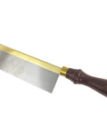 Kickass Eight Inch Dovetail Saw With Beefy Rolled Brass Back And Classic Walnut Grip For Precise Wood Cuts That Slice Like Butter angled view of the saw