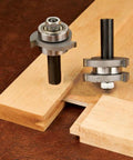 Top Tier 2Pc Tongue And Groove Router Bit Set For Pro Woodworkers To Craft Smooth Seamless Joints In Hardwood Plywood And Veneer Projects Like A Boss With Easy Setup on wooden surface.
