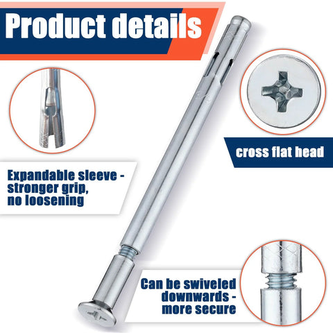 Flat Head Cross Sleeve Anchor Bolts Three Eighths Inch By Six Inch For Concrete Masonry And Brick Galvanized Zinc Plated