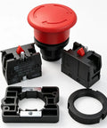 Components of Red Mushroom Emergency Stop Push Button Switch 22mm Panel Mount 1NC 1NO Latching 660V 10A Industrial Grade
